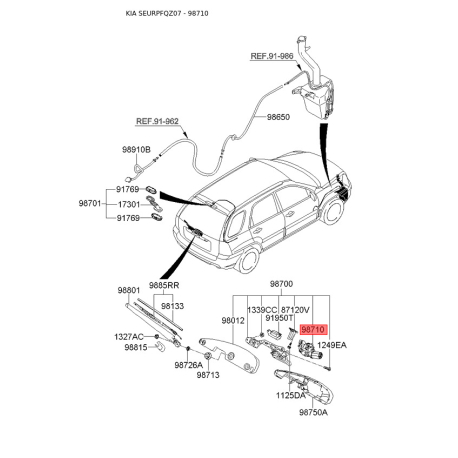 Двигатель стеклоочистителя 98710-2E000 Mobis - 987102E000 - схема с каталога 98710, SEURPFQZ07 987102E000