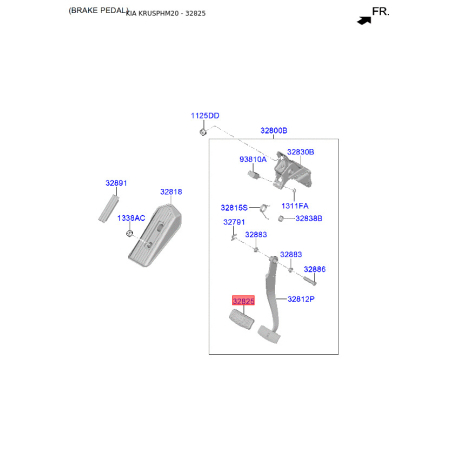 Накладка на педаль, педаль сцепления 32825-27070 Mobis - 3282527070 - схема с каталога 32825, KRUSPHM20 3282527070