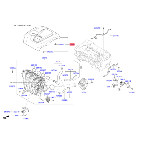 Кришка головки циліндра 29240-2G000 Mobis - 292402G000 - схема з каталогу 29240, KEURPD418 292402G000