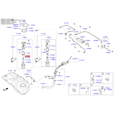 Кільце ущільнювальне паливної системи 31123-4D600 Mobis - 311234D600 - схема з каталогу 31123M, SRUSPF119 311234D600