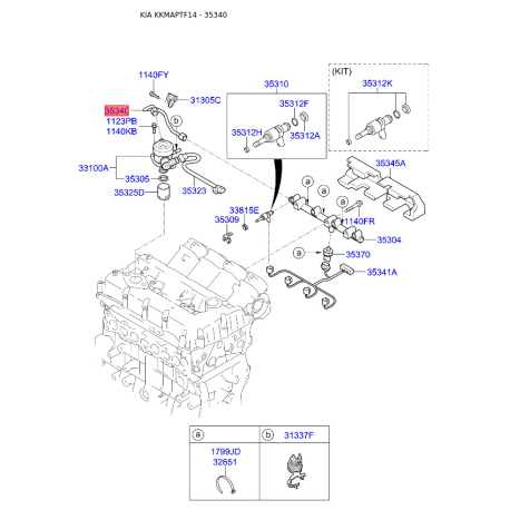 Топливопровод 35305-2G700 Mobis - 353052G700 - схема с каталога 35340, KKMAPTF14 353052G700