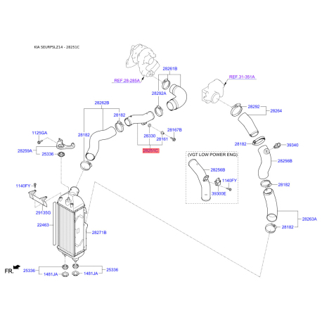 З'єднувальний фланець, компресор 28251-2F001 Mobis - 282512F001 - схема з каталогу 28251C, SEURPSLZ14 282512F001