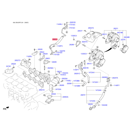 Маслозаборник мотора 28240-2F600 Mobis - 282402F600 - схема с каталога 26831, SRUSPF119 282402F600