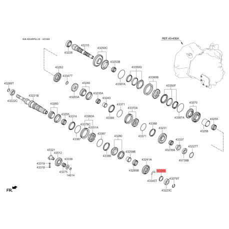 Кольцо стопорное КПП 43349-39000 Mobis - 4334939000 - схема с каталога 43349, KEURPSL10 4334939000