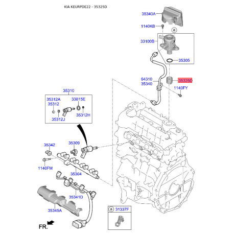 Толкатель, насос высокого давления 35325-2G700 Mobis - 353252G700 - схема с каталога 35325D, KEURPDE22 353252G700