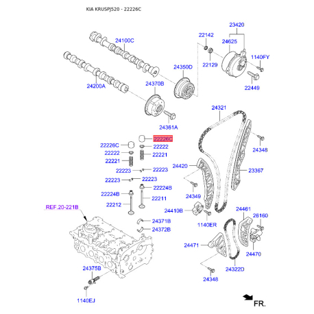 Гидрокомпенсатор 22226-2G023 Mobis - 222262G023 - схема с каталога 22226C, KRUSPJ520 222262G023