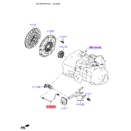 Трубка рабочего цилиндра сцепления 41460-26010 Mobis - 4146026010 - схема с каталога 41460B, MEURPH921 4146026010