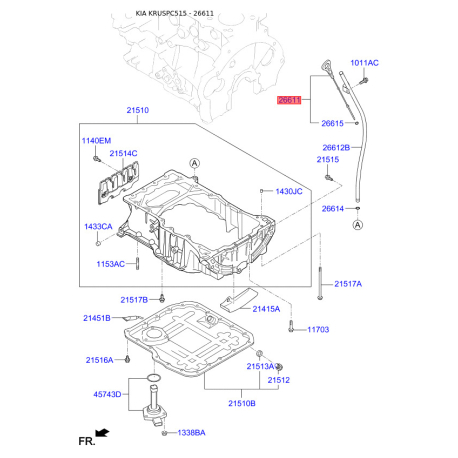 Щуп уровня масла 26611-2F010 Mobis - 266112F010 - схема с каталога 26611, KRUSPC515 266112F010
