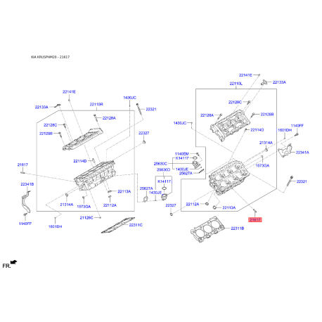 Шпилька головки цилиндров 22161-2A000 Mobis - 221612A000 - схема с каталога 21617, KRUSPHM20 221612A000