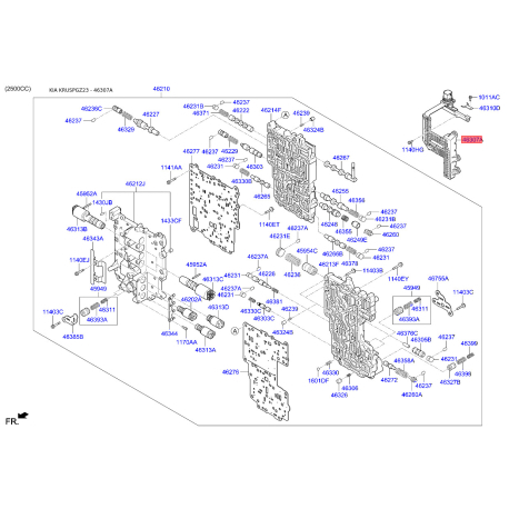 Проводка (джгут) АКПП 46307-2F000 Mobis - 463072F000 - схема з каталогу 46307A, KRUSPGZ23 463072F000
