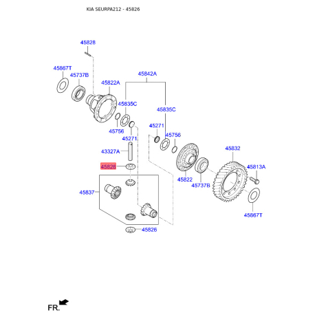 Шайба сателіта АКПП 45826-3B600 Mobis - 458263B600 - схема з каталогу 45826, SEURPA212 458263B600