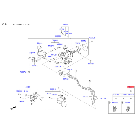 Хомут системы охлаждения 25331-38215 Mobis - 2533138215 - схема с каталога 25331C, KEURPA818 2533138215