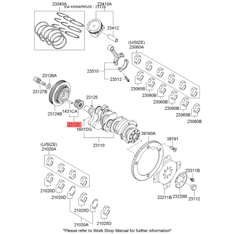 Шестерня, колінчастий вал 23120-35500 Mobis - 2312035500 - схема з каталогу 23120, KKMAPMG09 2312035500