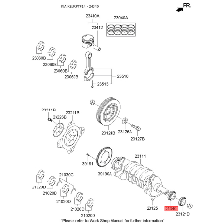 Шестерня, колінчастий вал 23121-25060 Mobis - 2312125060 - схема з каталогу 24340, KEURPTF14 2312125060