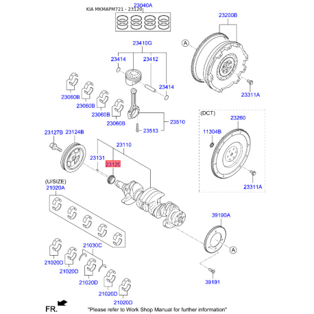 Шестерня, коленчатый вал 23121-2B710 Mobis - 231212B710 - схема с каталога 23120, MKMAPM721 231212B710