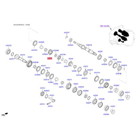 Шестерня, вторичный вал 43280-26220 Mobis - 4328026220 - схема с каталога 43280, KEURPSK22 4328026220