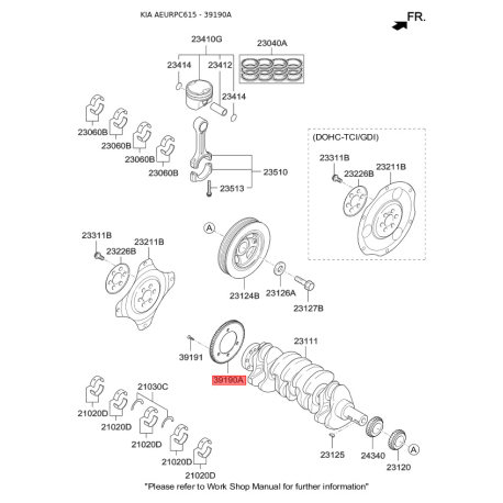Шкив коленвала импульсный под ДПКВ 39190-2G000 Mobis - 391902G000 - схема с каталога 39190A, AEURPC615 391902G000