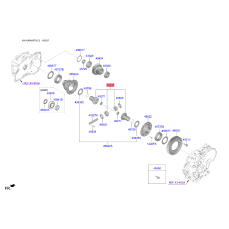 Сателіт диференціала АКПП 45837-3B651 Mobis - 458373B651 - схема з каталогу 45837, KKMAPTH23 458373B651
