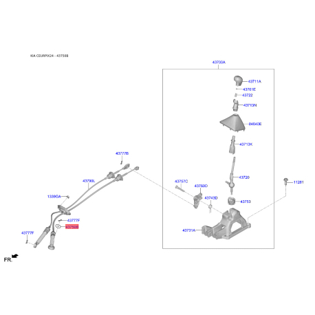 Кольцо (шайба) упорное КПП 43750-25000 Mobis - 4375025000 - схема с каталога 43750B, CEURPIX24 4375025000