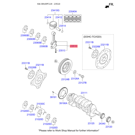 Шатун 23510-2F000 Mobis - 235102F000 - схема з каталогу 23510, SRUSPF119 235102F000