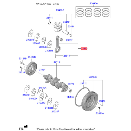 Шатун 23510-2U000 Mobis - 235102U000 - схема з каталогу 23510, SEURPHW22 235102U000