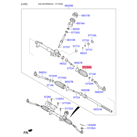 Пильовик кермового механізму 57740-2S000 Mobis - 577402S000 - схема з каталогу 57740A, KEURPA416 577402S000
