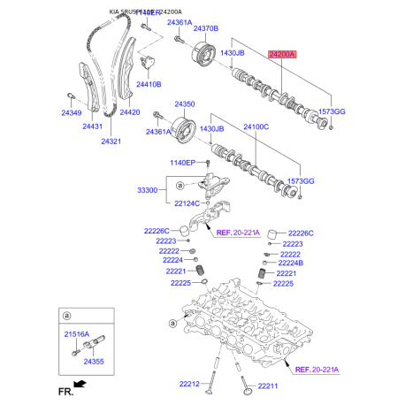 Распредвал 24200-2E070 Mobis - 242002E070 - схема с каталога 24200A, SRUSPF119 242002E070