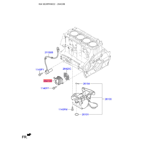 Радіатор масляний 26410-2U000 Mobis - 264102U000 - схема з каталогу 26410B, SEURPHW22 264102U000