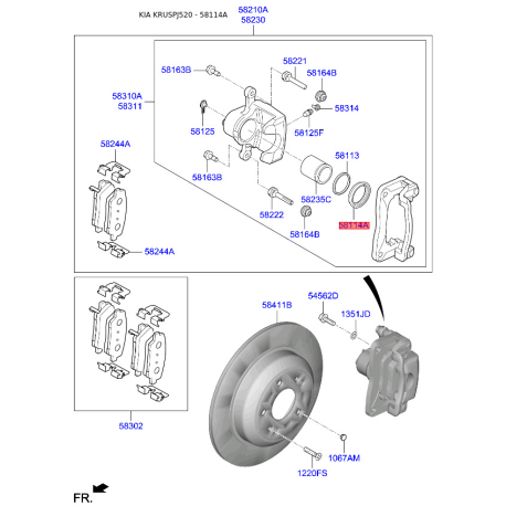 Чехол поршня суппорта 58114-37000 Mobis - 5811437000 - схема с каталога 58114A, KRUSPJ520 5811437000