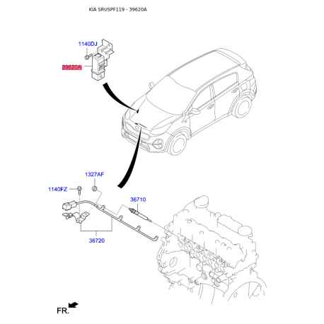 Реле, протиблокувальний пристрій 36830-2F760 Mobis - 368302F760 - схема з каталогу 39620A, SRUSPF119 368302F760