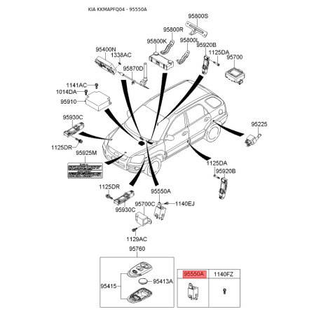 Багатофункціональне реле 95550-1F100 Mobis - 955501F100 - схема з каталогу 95550A, KKMAPFQ04 955501F100