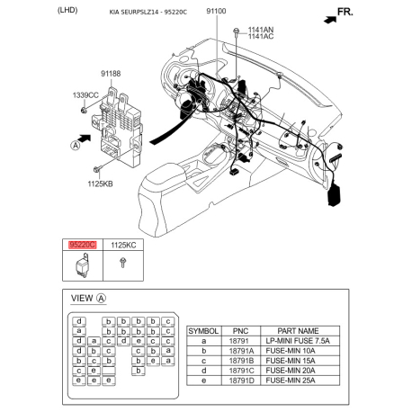 Многофункциональное реле 95240-3W200 Mobis - 952403W200 - схема с каталога 95220C, SEURPSLZ14 952403W200