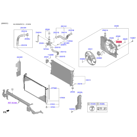 Дополнительный резистор, вентилятор кондиционера 25385-F2000 Mobis - 25385F2000 - схема с каталога 25385B, MKMAPM721 25385F2000