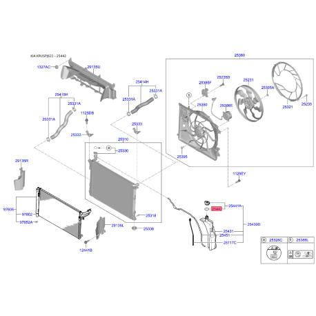 Крышка расширительного бачка 25442-1D100 Mobis - 254421D100 - схема с каталога 25442, KRUSPJ621 254421D100