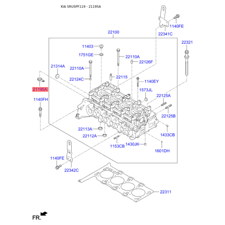 Шайба (кольцо металлическое) заглушки передней крышки мотора 22133-2F000 Mobis - 221332F000 - схема с каталога 21195A, SRUSPF119 221332F000