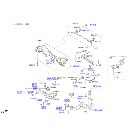Прокладка задней пружины нижняя (на рычаг или на мост) 55344-3S000 Mobis - 553443S000 - схема с каталога 55272, SEURPA216 553443S000
