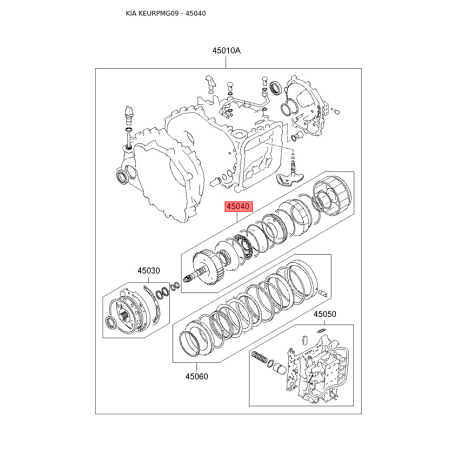 Комплект ремонту, фланець автомат. коробки передач задній 45040-39A00 Mobis - 4504039A00 - схема з каталогу 45040, KEURPMG09 4504039A00