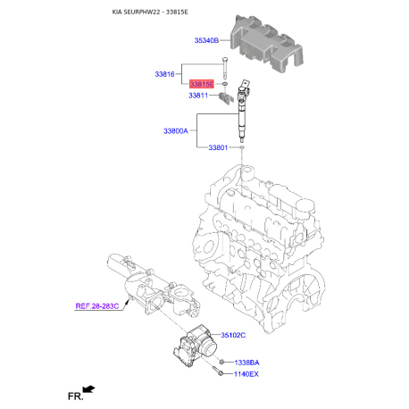 Кільце форсунки ущільнювальне 33815-27000 Mobis - 3381527000 - схема з каталогу 33815E, SEURPHW22 3381527000