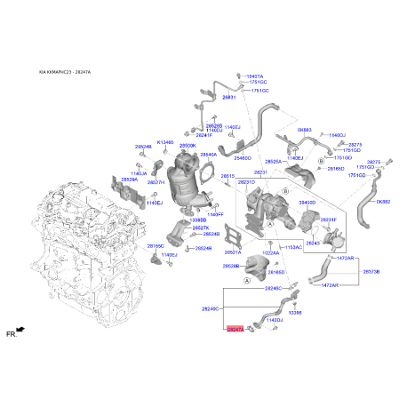 Прокладка компрессора (выпуск масла) 28247-2B700 Mobis - 282472B700 - схема с каталога 28247A, KKMAPHC23 282472B700