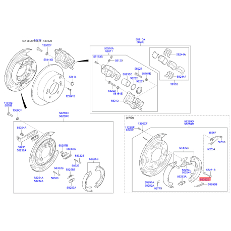 Подпружинненый стопорный штифт, тормозная колодка 58272-1G300 Mobis - 582721G300 - схема с каталога 58322B, SEURPSLZ14 582721G300