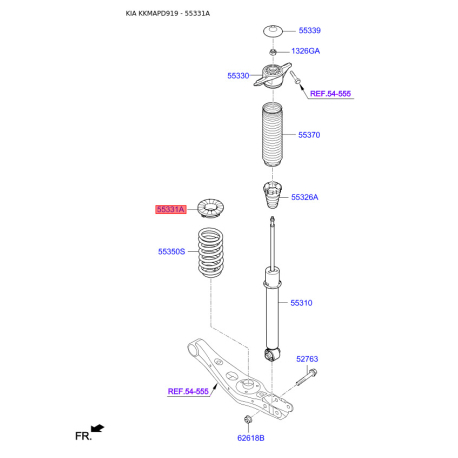 Прокладка задньої пружини верхня 55331-D3000 Mobis - 55331D3000 - схема з каталогу 55331A, KKMAPD919 55331D3000