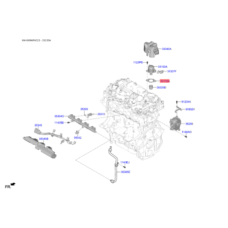Прокладка, клапан регулирования давления нагнетателя 35320-2GGA1 Mobis - 353202GGA1 - схема с каталога 33135A, KKMAPHC23 353202GGA1