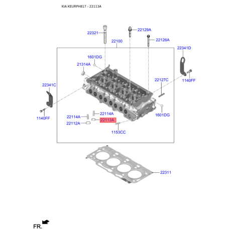Седло клапана 22113-2A000 Mobis - 221132A000 - схема с каталога 22113A, KEURPH817 221132A000