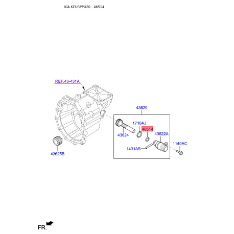 Уплотняющее кольцо вала, привод спидометра 46514-36001 Mobis - 4651436001 - схема с каталога 46514, KEURPPU20 4651436001