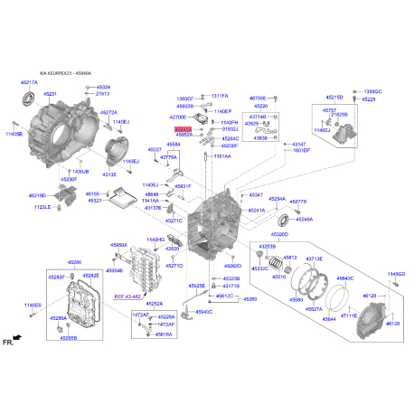 Уплотнительное кольцо, гидравлический фильтр 45951-3B000 Mobis - 459513B000 - схема с каталога 45840A, KEURPEX23 459513B000