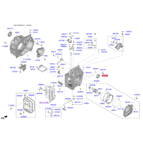 Манжета (сальник) півосі АКПП 45245-3B411 Mobis - 452453B411 - схема з каталогу 45245A, KEURPEX23 452453B411