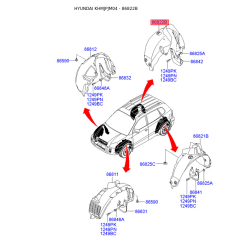 Обшивка (подкрылок), колесная ниша правая 86822-2E010 Mobis