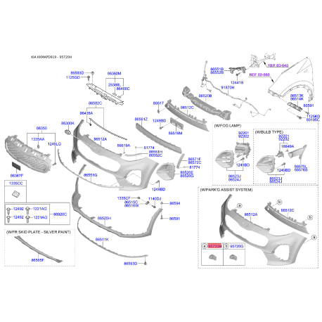 Датчик, система помощи при парковке 95720-D3300CA Mobis - 95720D3300CA - схема с каталога 95720H, KKMAPD919 95720D3300CA