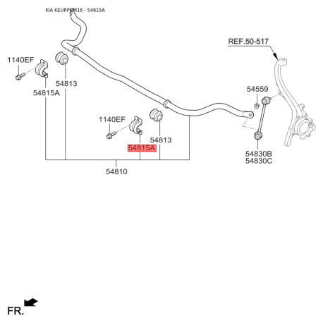 Втулка стабілізатора 54815-26100 Mobis - 5481526100 - схема з каталогу 54815A, KEURPHM16 5481526100