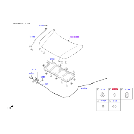 Упор (отбойник) крышки багажника 81737-2E000 Mobis - 817372E000 - схема с каталога 81737A, MEURPH921 817372E000